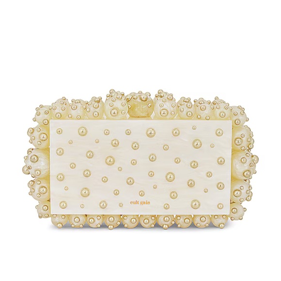 NEW NWT Cult Gaia EOS Clutch in Ivory & Shiny Brass - Picture 1 of 8